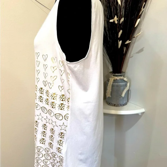 Jane and John whimsical gold designs sleeveless shirt in size Large. NWT - Picture 3 of 9